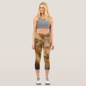 Leggings Capri Abstraite bronze texture de roche minérale blanche (Recto)