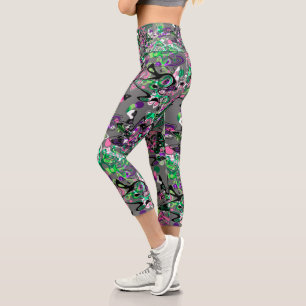 Leggings Capri Abstraite brosse à éclat moderne style fashionab