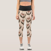 Leggings Capri Abstraite feuille de verdure Motif noir (Recto)