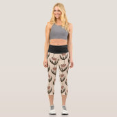 Leggings Capri Abstraite feuille de verdure Motif noir (Recto)
