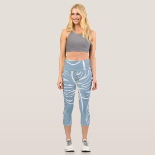 Leggings Capri Abstraite Feuille Tropicale : Verdure transparente