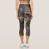 Leggings Capri Abstraite ligne blanche or texture rocheuse (Verso)