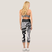 Leggings Capri Abstraite ligne noire et blanche (Verso)