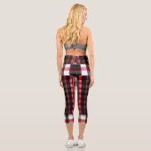 Leggings Capri Abstraite Rouge Noir Plaid Collection moderne (Verso)
