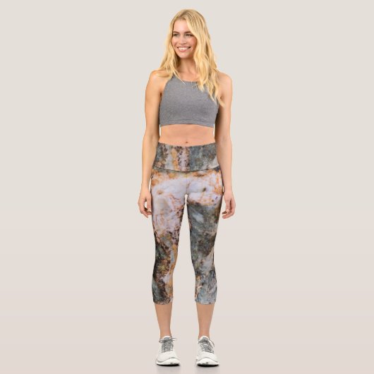 Leggings Capri Abstraite texture rocheuse brune grungy (Recto)