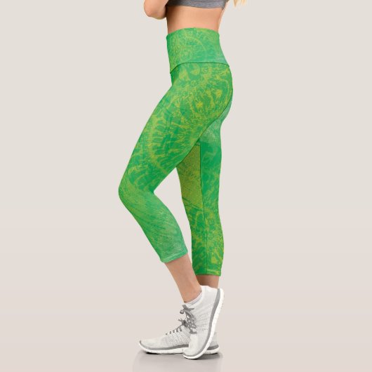 Leggings Capri Acceptation | Médaillons de saumons jaunes bleus (Gauche)