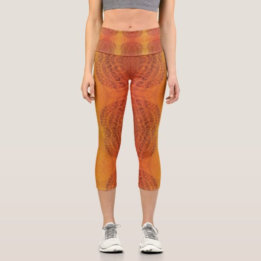 Leggings Capri Acceptation | Médaillons de saumons rouges orange  (Recto)