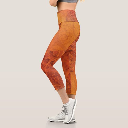 Leggings Capri Acceptation | Médaillons de saumons rouges orange  (Gauche)