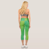 Leggings Capri Acceptation | Motif de Shibori jaune bleu (Verso)