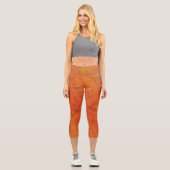 Leggings Capri Acceptation | Motif de Shibori rouge orange jaune (Recto)