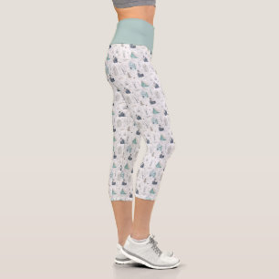 Leggings Capri Accueil confortable Noël Turquoise ID985