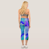Leggings Capri Acrylique Abstrait Créatif Bleu, Violet et Vert (Verso)