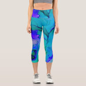 Leggings Capri Acrylique Abstrait Créatif Bleu, Violet et Vert (Recto)