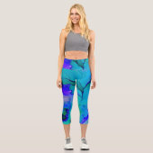 Leggings Capri Acrylique Abstrait Créatif Bleu, Violet et Vert (Recto)