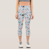 Leggings Capri Adorable Bois Noël Animal Visages Motif (Recto)