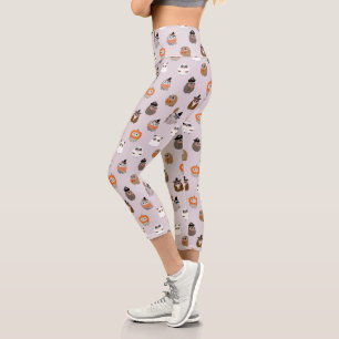 Leggings Capri Adorable Chouette d'Halloween Motif