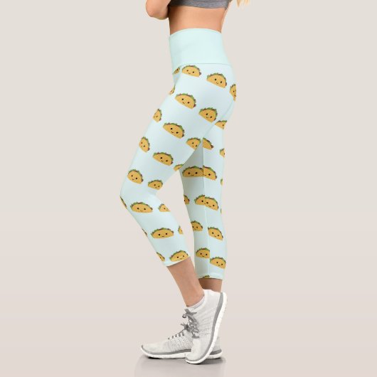 Leggings Capri Adorable sourire kawaii taco (Gauche)