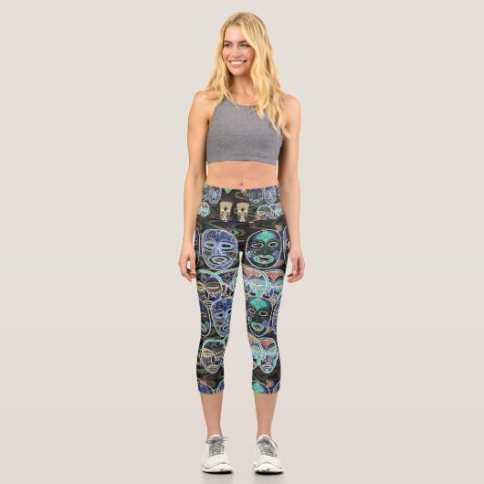 Leggings Capri African Masks V1 (Recto)