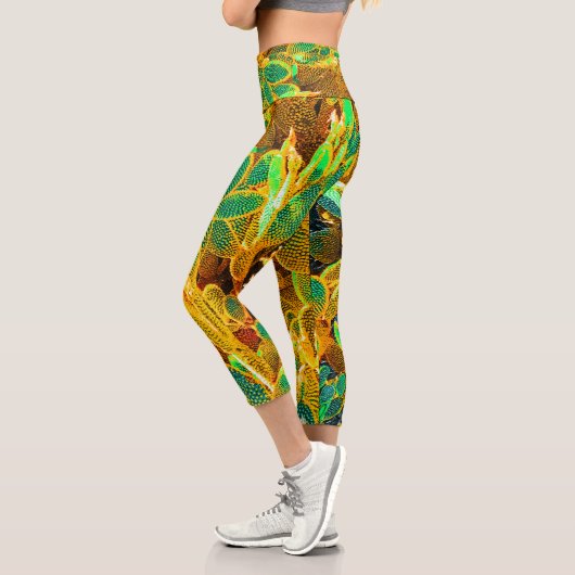Leggings Capri Afrique Désert Cactus Plantes Prickly Pear (Gauche)