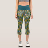 Leggings Capri Afrique Motif Ethno Africa Imprimer Turquoise géom (Recto)