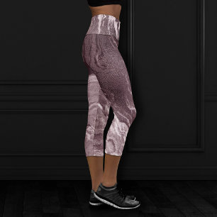 Leggings Capri Agate de mauve cristallisée Marbre rose Rose pou