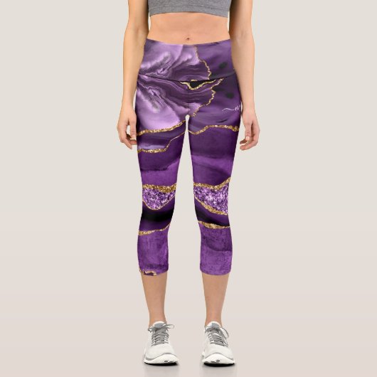 Leggings Capri Agate Violet Parties scintillant Or Géode Votre No (Recto)