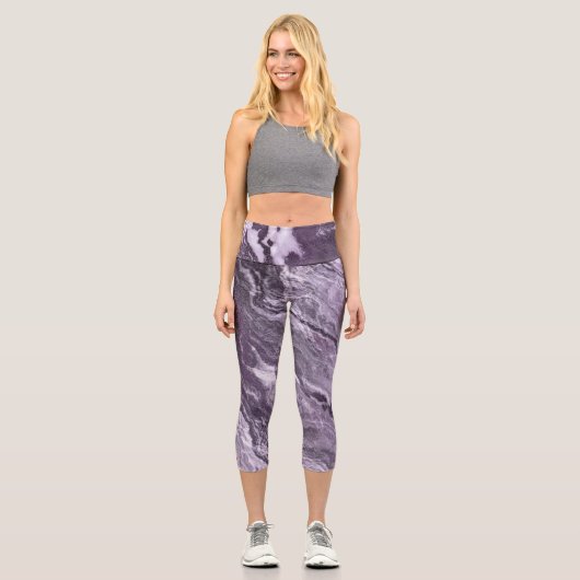 Leggings Capri Agate violette cristallisée | Moody Marbled Stone (Recto)