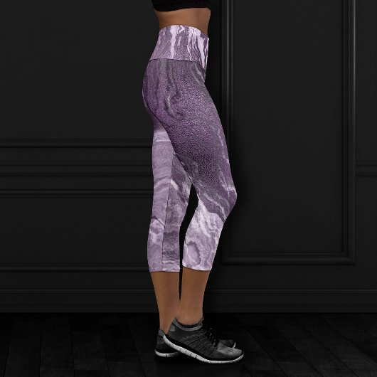 Leggings Capri Agate violette cristallisée | Moody Marbled Stone