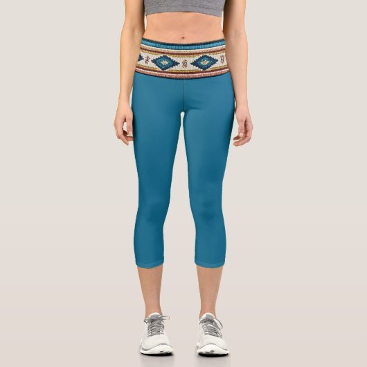 Leggings Capri "AGUA BAND / TEAL" High Waisted Capris  (Recto)