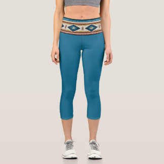LEGGINGS CAPRI "AGUA BAND/TEAL" PANTALON CAPRI HISPANIC-HERITAGE