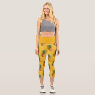 Leggings Capri Aiguille savoureuse sur arrière - plan jaune profo