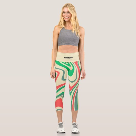 Leggings Capri Ajouter le texte l Exercice l Moderne rétro marbre (Recto)