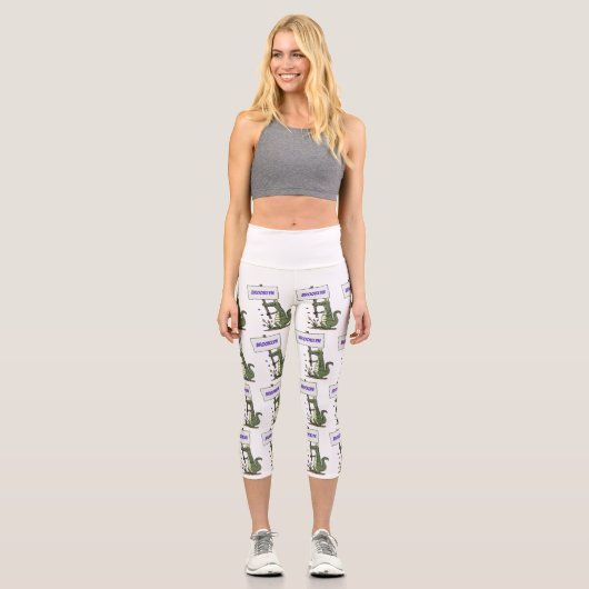 Leggings Capri Aligator de crocodile drôle avec dessin animé (Recto)