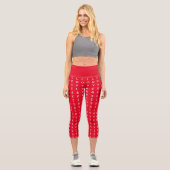 Leggings Capri amour et baisers, design graphique rouge amusant (Recto)