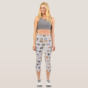 Leggings Capri Amusement animal : Chiens de chats Doodle Mix