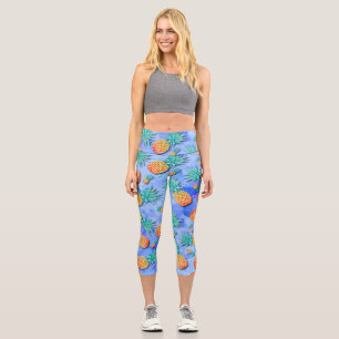 Leggings Capri Ananas. Peinture. Fête.