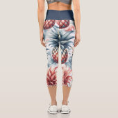 Leggings Capri Ananas rouges, blancs et bleus (Verso)