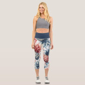 Leggings Capri Ananas rouges, blancs et bleus (Recto)