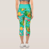 Leggings Capri Ananas tropical Floral Nom personnalisé (Verso)