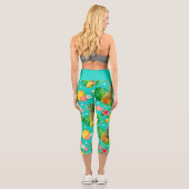 Leggings Capri Ananas tropical Floral Nom personnalisé (Verso)