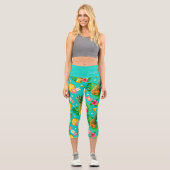 Leggings Capri Ananas tropical Floral Nom personnalisé (Recto)