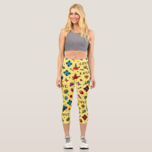 Leggings Capri Ancien Motif de tatouage de l'école