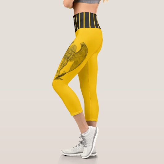Leggings Capri Angel, noir et jaune (Gauche)