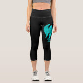 Leggings Capri Angel, Noir et Vert Design (Recto)