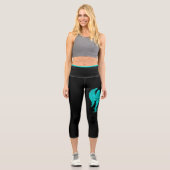 Leggings Capri Angel, Noir et Vert Design (Recto)