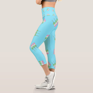 Leggings Capri Anime Blue Pastel Dango Capris haut taille