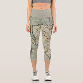 Leggings Capri Antique vieille carte inspirée (7) (Recto)