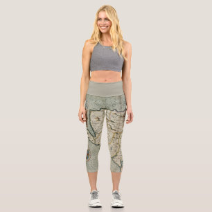 Leggings Capri Antique vieille carte inspirée (7)