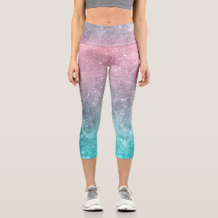 Leggings Capri Aqua bleu rose galaxie marine abstraite