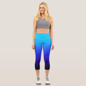 Leggings Capri Aqua Blue Indigo et Black Ombre (Recto)